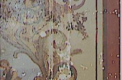 Angetroffener Zustand mit zahlreichen Ausbrüchen in der Malschicht.