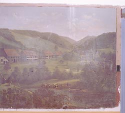 Zwischenzustand nach Fixierung,Reinigung und dem Schließen der Risse und Ausbrüche.