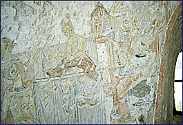 Ausschnitt aus der Bildszene "Der Jüngling von Naim". Zustand vor Beginn der Konservierung und Restaurierung.